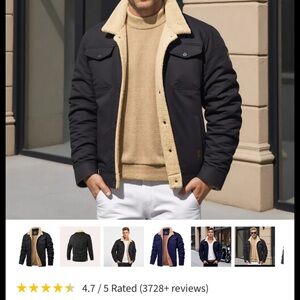 Men's Black Bomber Jacket with Cream Sherpa Lining